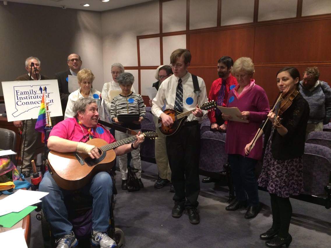 Opponents to assisted suicide take a break to jam at the state Capitol.